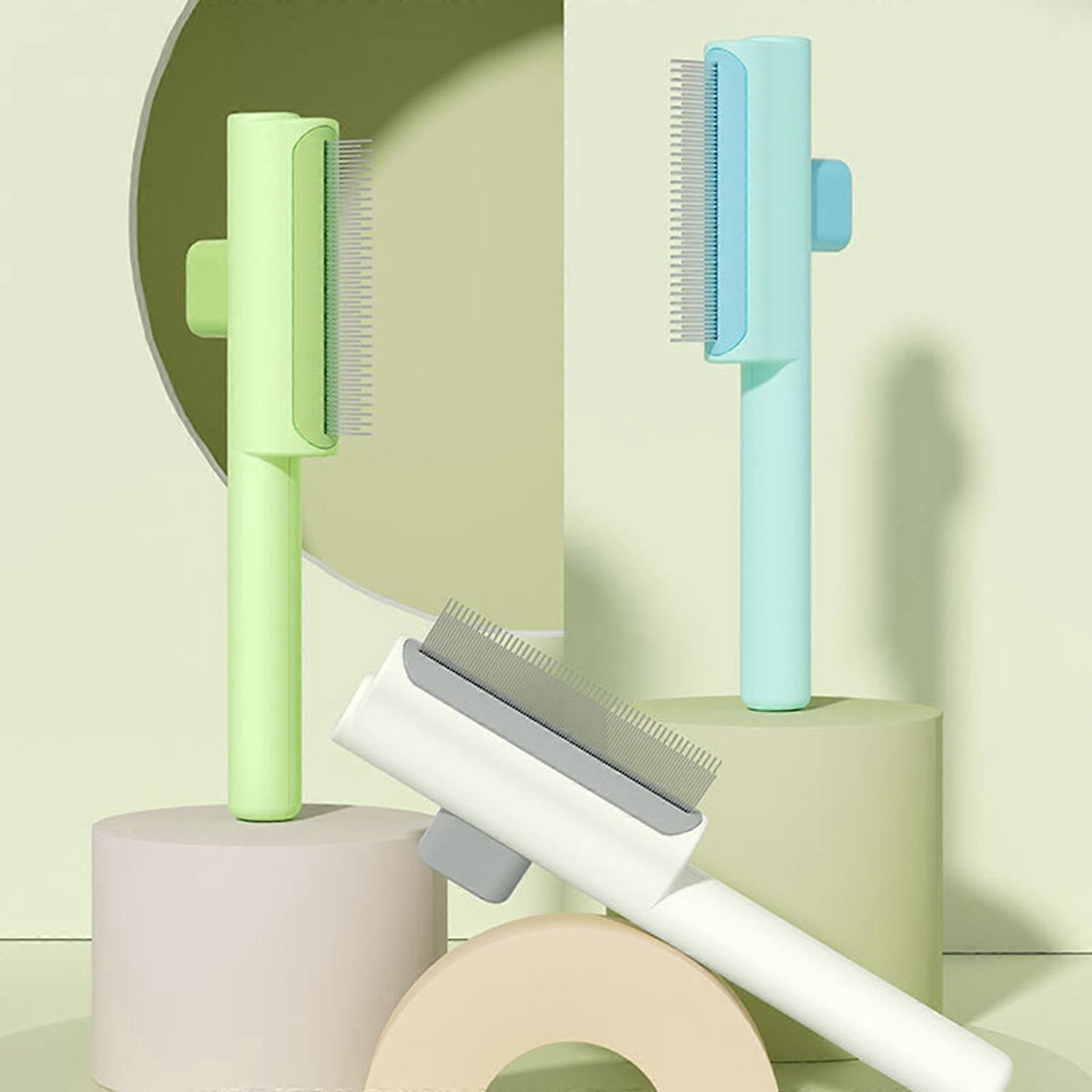 VetriPush Kısa Tüyler İçin Sık Dişli Basmalı Kedi Tarağı