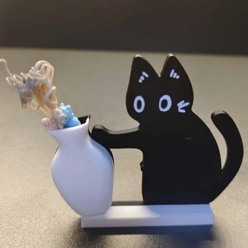 Kedi Bıyığı Toplayıcı Vazolu Buzdolabı Süsü