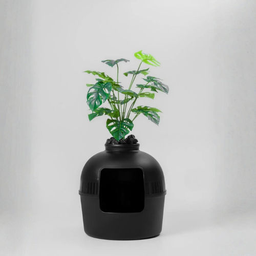 VetriHome Dekoratif Kedi Tuvaleti/Evi Siyah