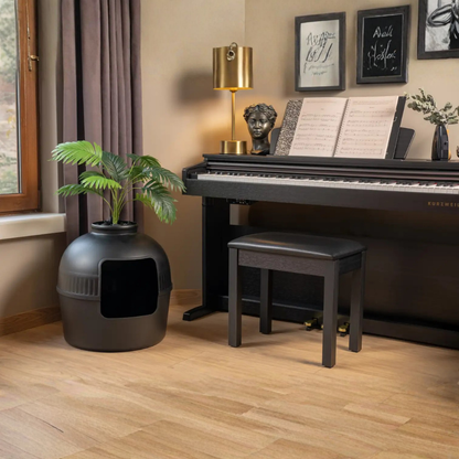 VetriHome Dekoratif Kedi Tuvaleti/Evi Siyah