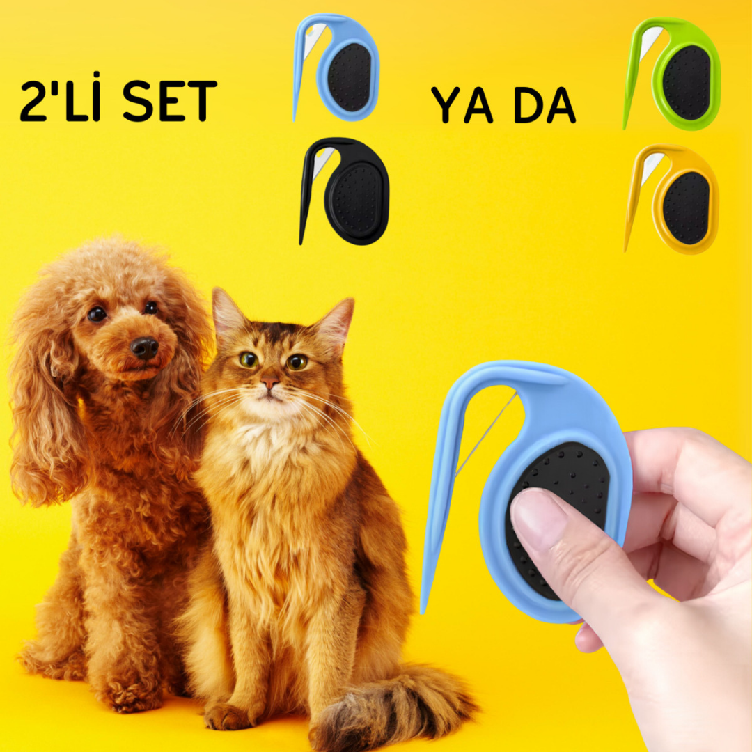 Kedi/Köpek Kıtık Açıcı-Kesici Jiletli Tarak - İKİLİ SET