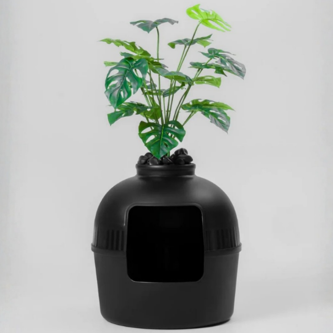 VetriHome Dekoratif Kedi Tuvaleti/Evi Siyah