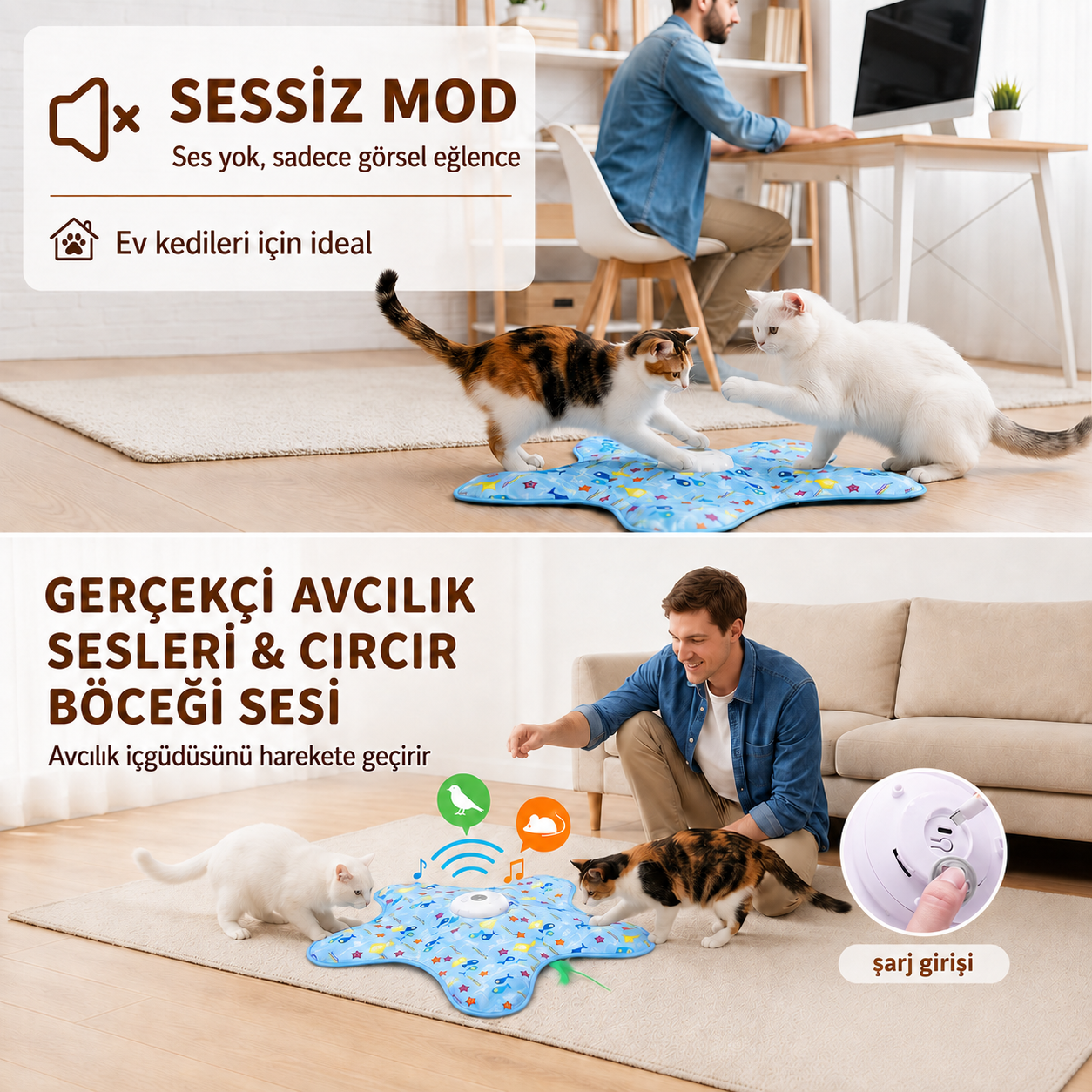 VetriHunt 3 Modlu Otomatik Saklambaç Kedi Oyuncağı