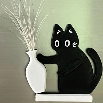 Kedi Bıyığı Toplayıcı Vazolu Buzdolabı Süsü