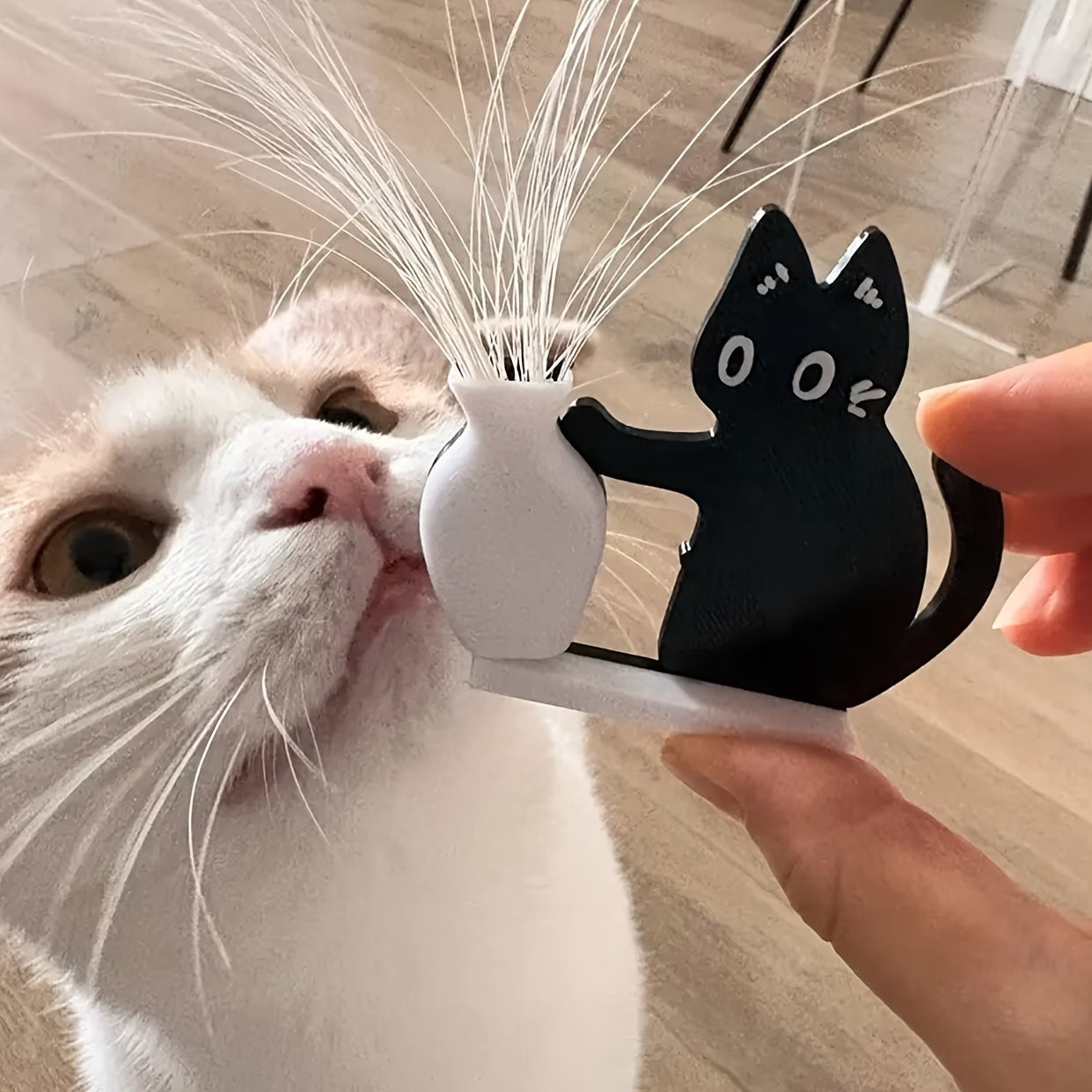 Kedi Bıyığı Toplayıcı Vazolu Buzdolabı Süsü