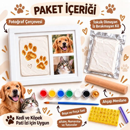 PatiHatıra Kedi & Köpek Pati İzi Anı Çerçevesi