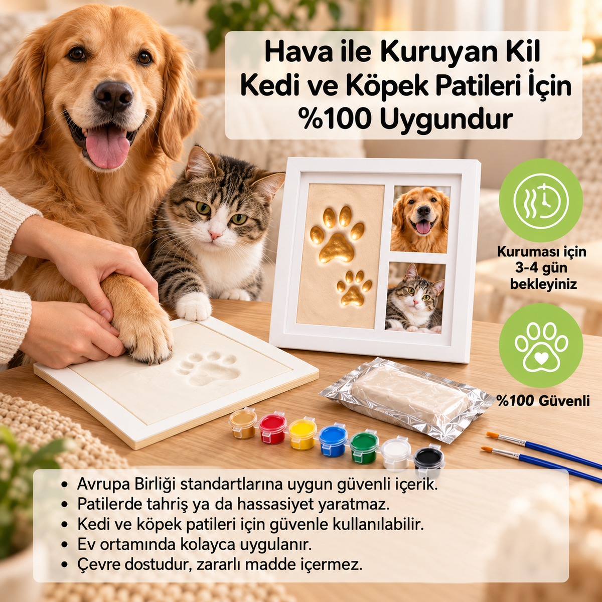 PatiHatıra Kedi & Köpek Pati İzi Anı Çerçevesi
