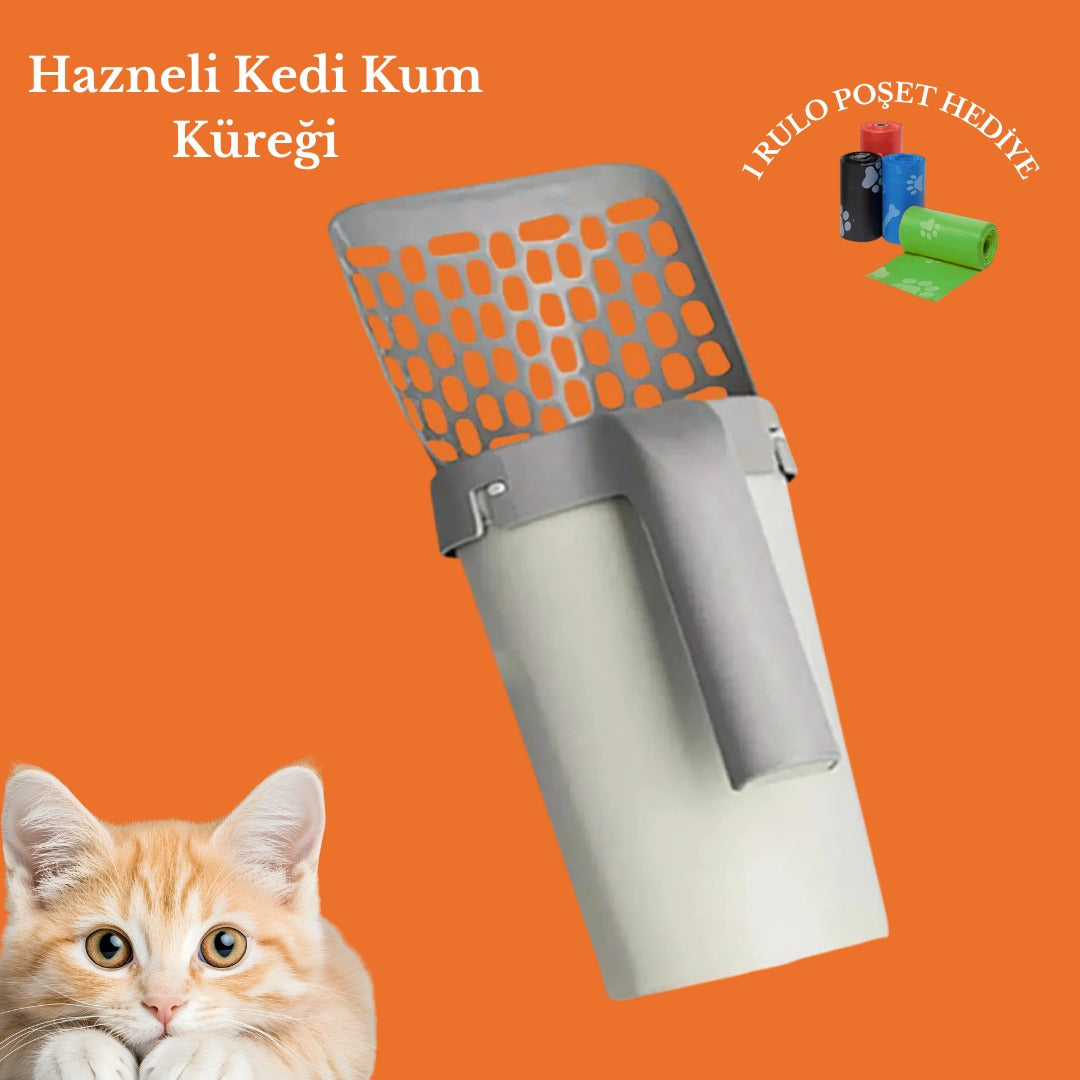 VetriScoop Hazneli Kedi Kum Küreği