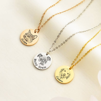 VetriMemorial 925 Ayar Gümüş Kişiye Özel Evcil Hayvan Portre Kolyesi – Fotoğraflı & İsimli