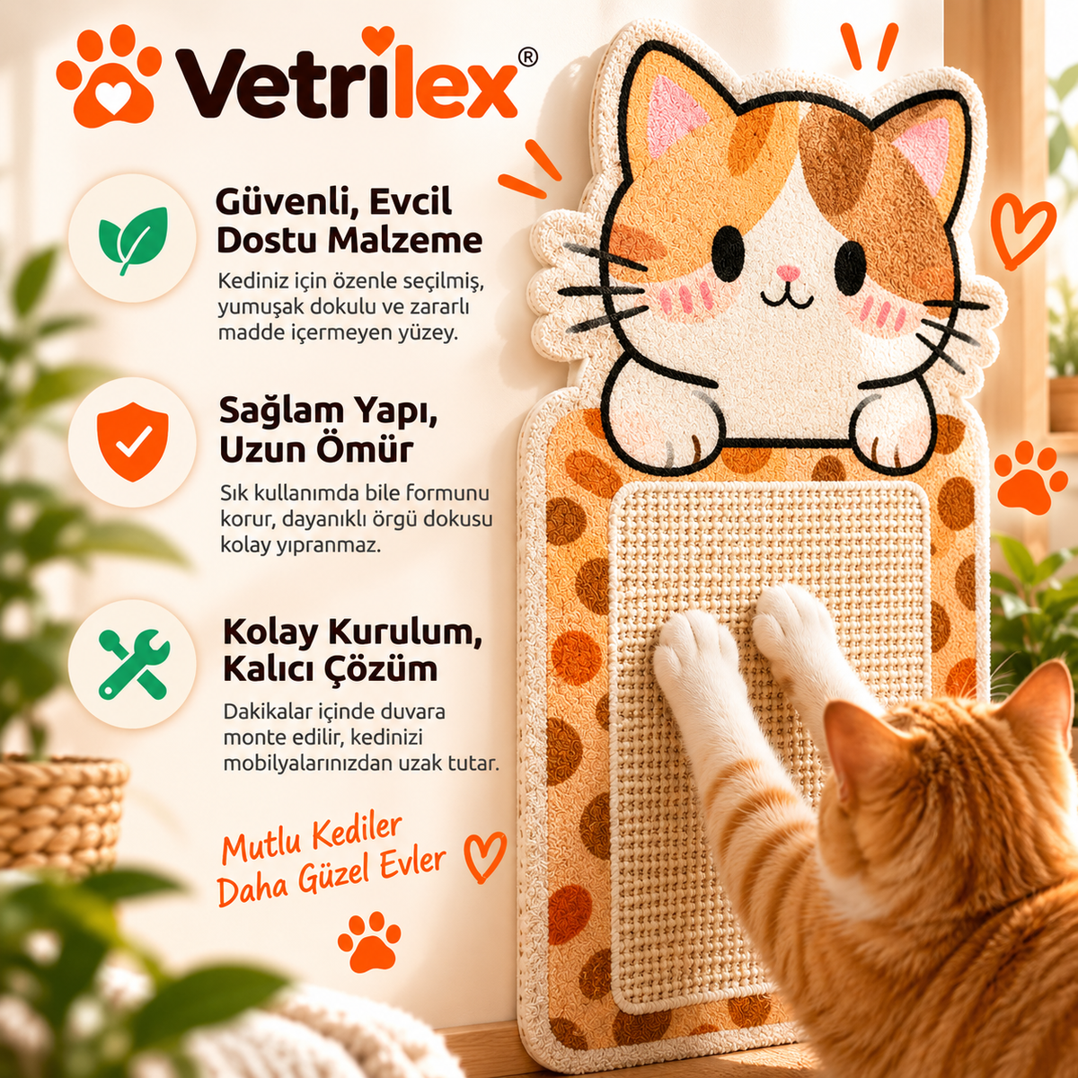 VetriScratch™ Duvara Yapışan Kedi Tırmalama Pedi