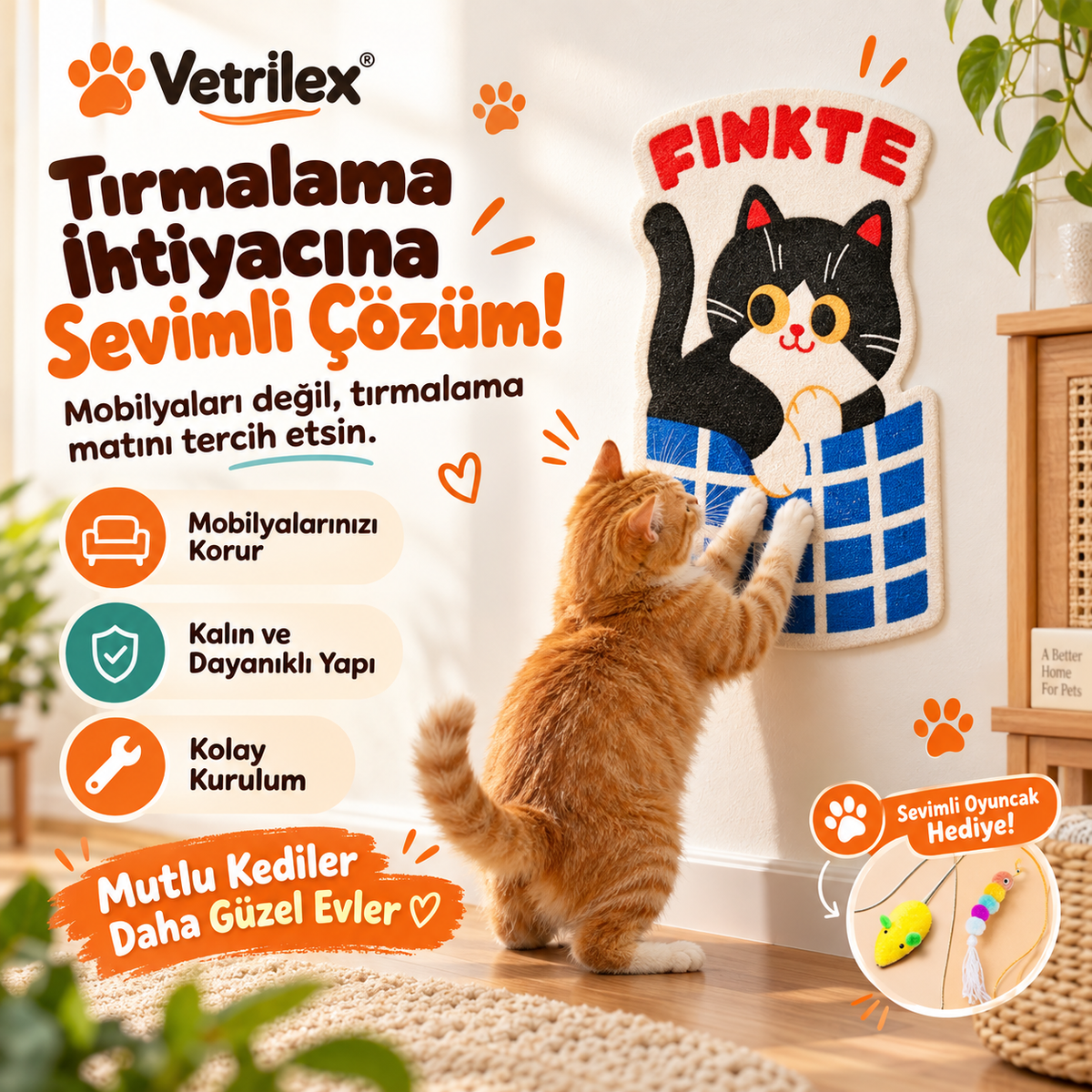 VetriScratch™ Duvara Yapışan Kedi Tırmalama Pedi