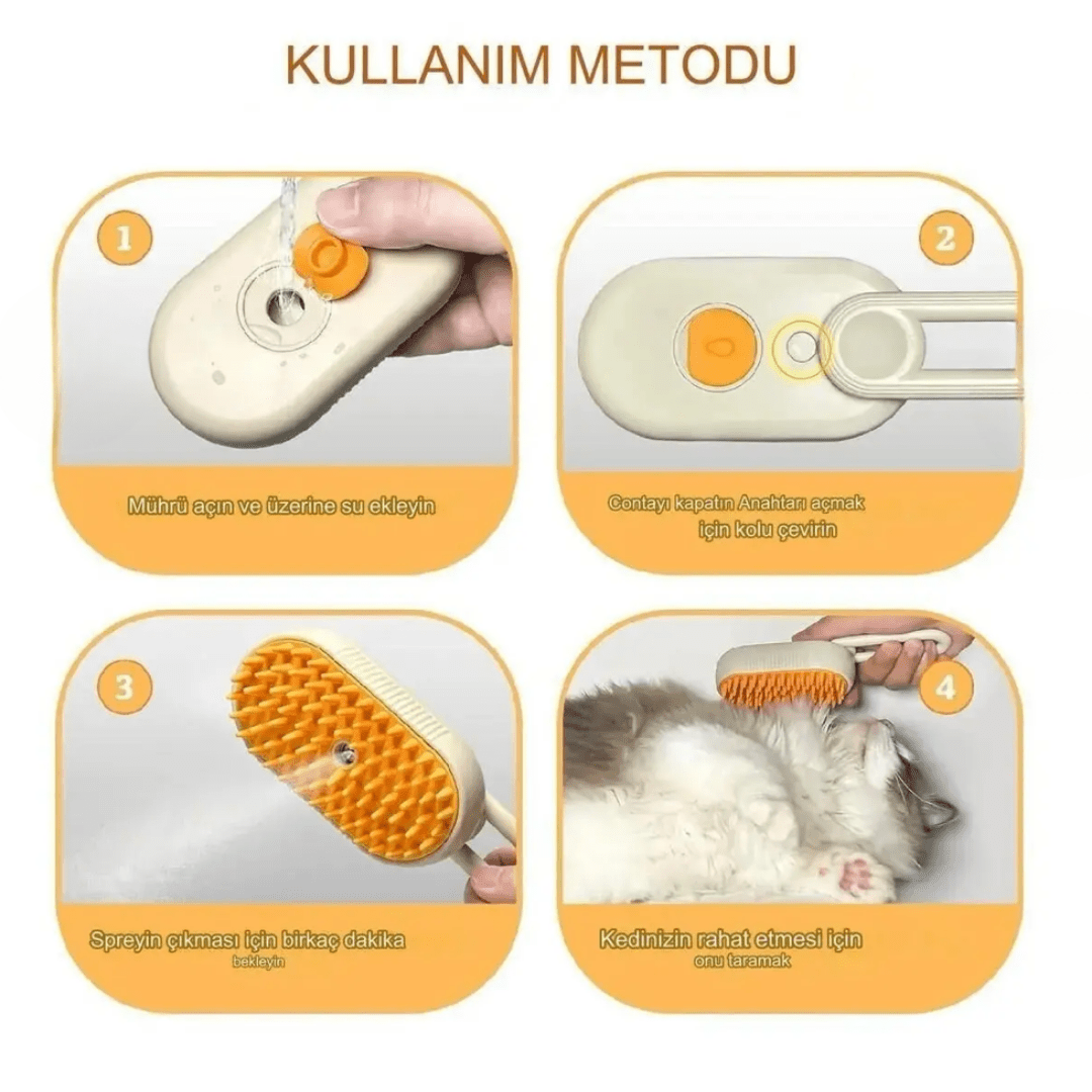 VetriBrush™️ Buharlı Kedi Fırçası - Vetrilex