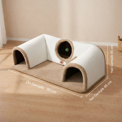 Oyunlu, Yumuşak ve Konforlu Lüks Kedi Tüneli Yatağı-VetriRest